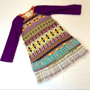 Ella Lulu Purple Geometric Raglan Sleeve Dress 6X